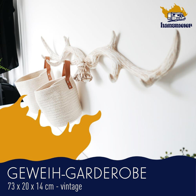 Hansmeier Geweih Wandgarderobe Kleiderhaken Garderobenhaken - Stilvoll, Formschön und modern - Weiss