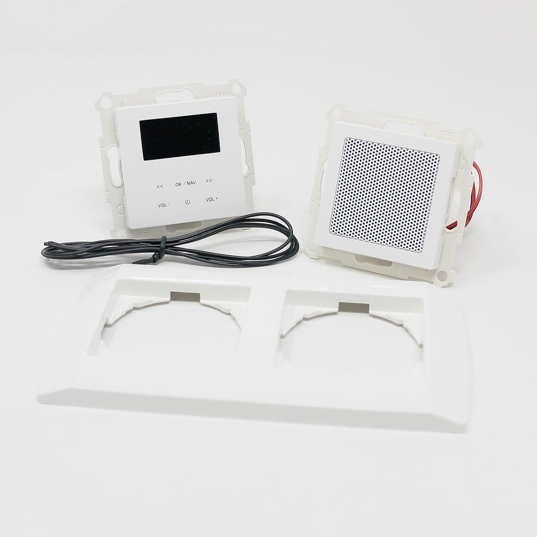 LOGIQ Unterputz Radio mit 2W RMS Lautsprecher, DAB+, UKW und Bluetooth, OLED-Display, Weck- und Slee
