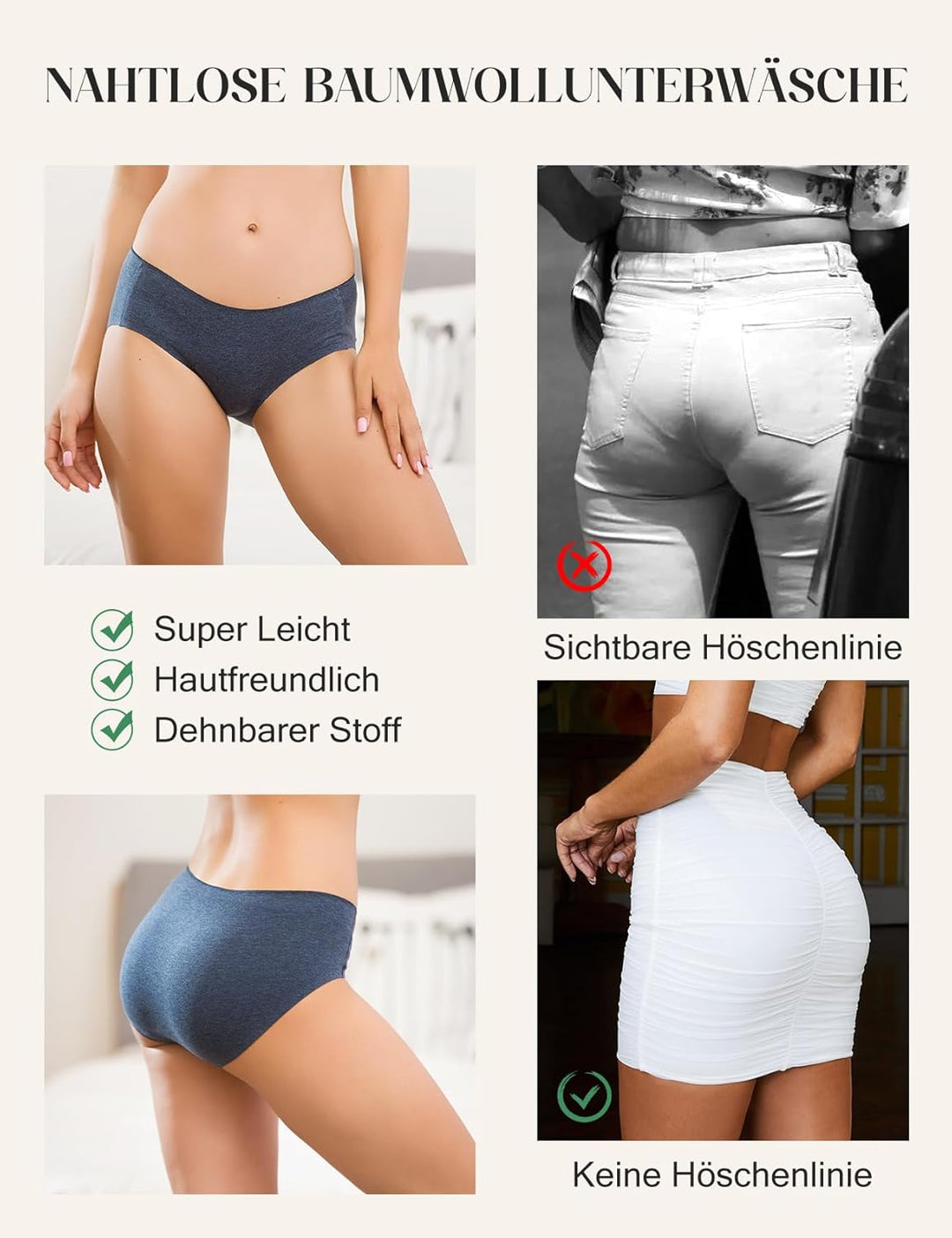 ALTHEANRAY Womens Underwear Cotton Underwear for Women Seamless Hipster Bikini Briefs Panties 6 Pack