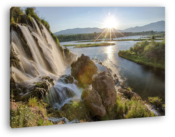 deyoli Wasserfall am Snake River Format: 100x70 als Leinwandbild, Motiv fertig gerahmt auf Echtholzr