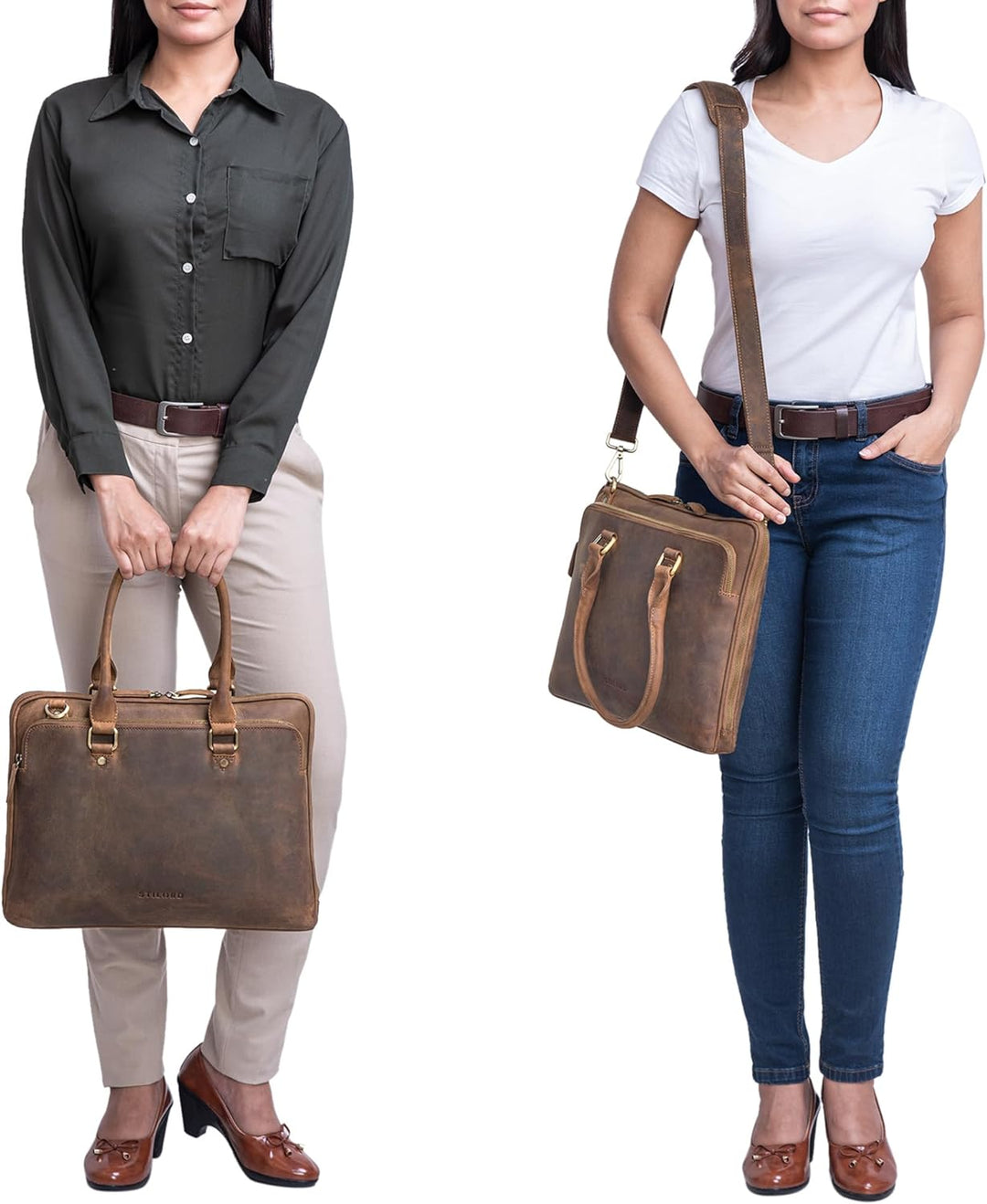 STILORD 'Joanna' Laptoptasche Damen elegant Leder Businesstasche Ledertasche Frauen Henkeltasche für