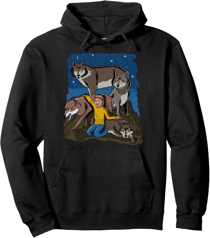 Familienmädchen im Freien, das mit Wildtier geschenk spielt Pullover Hoodie
