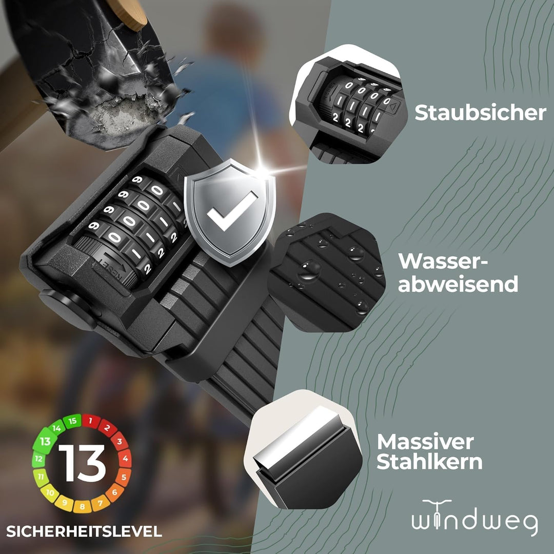 Faltschloss Fahrrad Diebstahlsicher [120cm] - Fahrradschloss hohe Sicherheit mit Halterung - Fahrrad