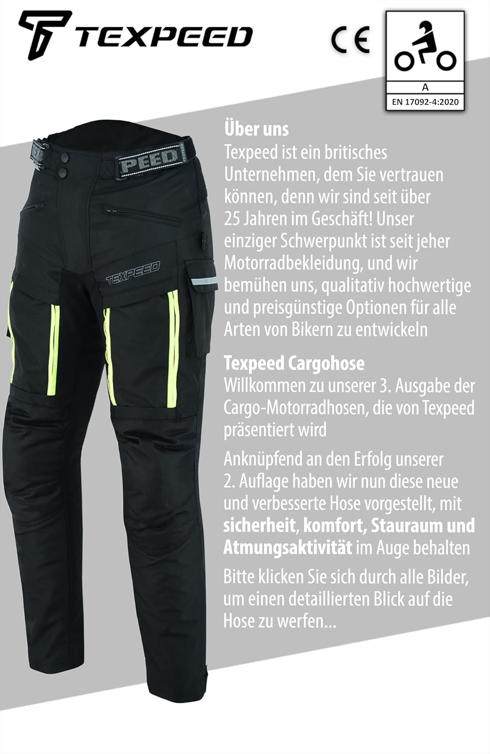 TEXPEED Motorradhose Mit Protektoren Herren - Textil Wasserdicht Motorroller Motorrad Bikerin Mit CE