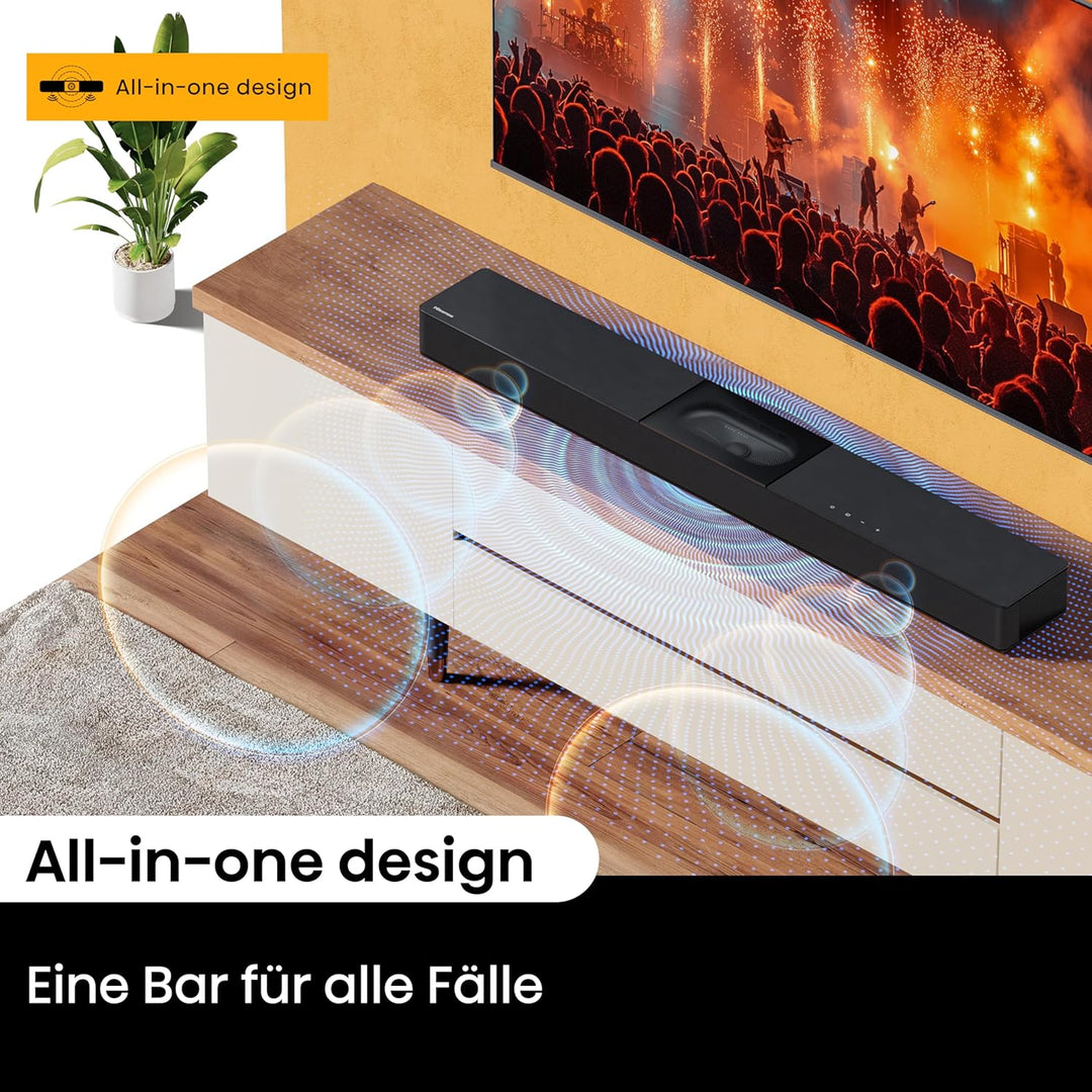 Hisense HS2000 2.1 Kanal Soundbar mit integriertem Subwoofer, 240W, Dolby Audio, Bluetooth, HDMI ARC