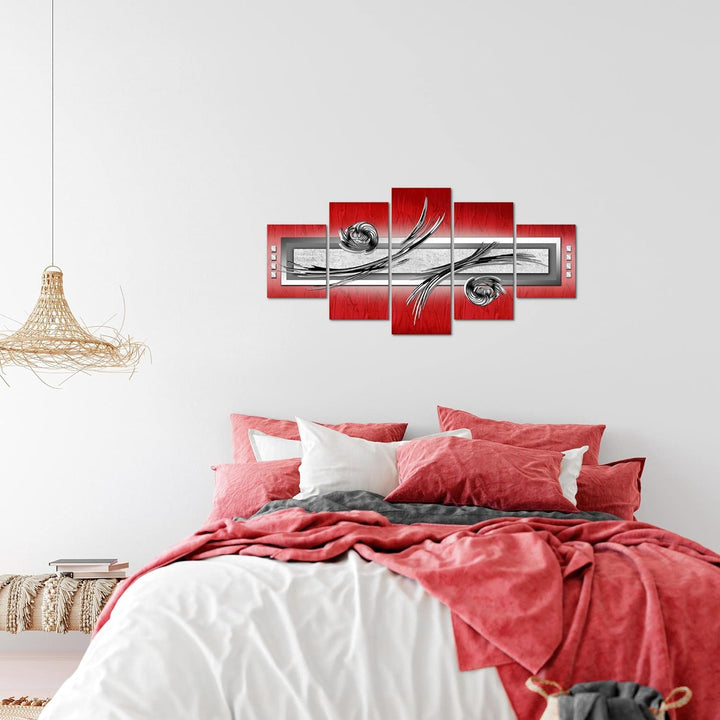 Runa Art Wandbilder Abstrakt 5 Teilig Bild auf Vlies Leinwand Deko Wohnzimmer Schlafzimmer Beige Bra