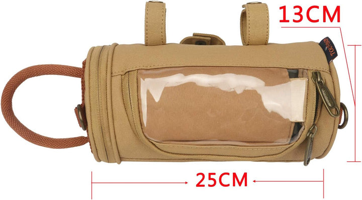 TOURBON Leinwand und Leder Strap Fahrrad Satteltasche Sitz Pack Tasche Braun, Braun