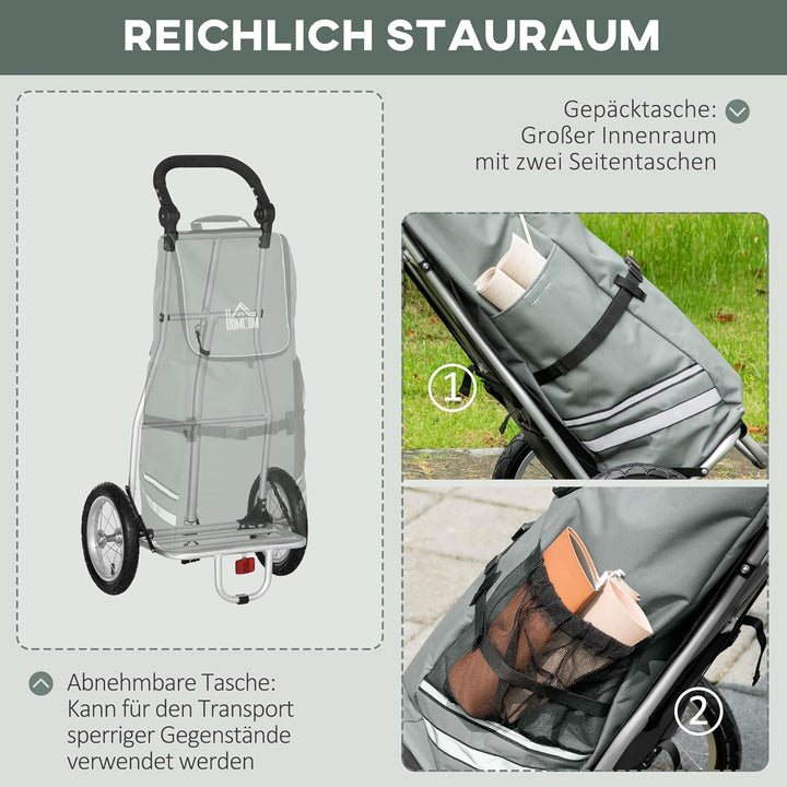 HOMCOM 2 in 1 Lastenanhänger Einkaufstrolley für Einkaufswagen Fahrradanhänger Transportanhänger mit