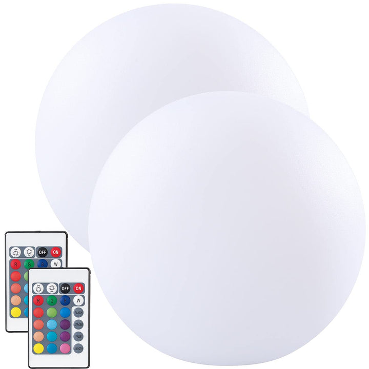 Lunartec LED-Stimmungslampen: 2er-Set Akku-Leuchtkugeln für innen & aussen, Ø 30 cm, IP54, RGBW-LED