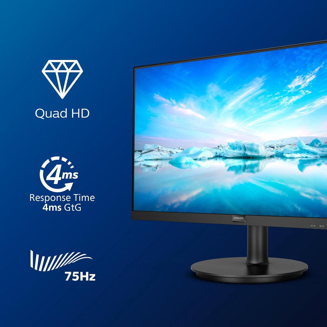 Philips 275V8LA - 27 Zoll QHD Monitor, Lautsprecher, FreeSync (2560x1440, 75 Hz, DisplayPort, HDMI)