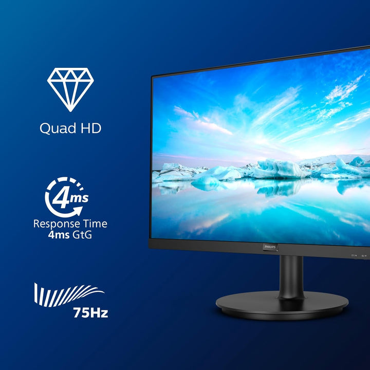 Philips 275V8LA - 27 Zoll QHD Monitor, Lautsprecher, FreeSync (2560x1440, 75 Hz, DisplayPort, HDMI)