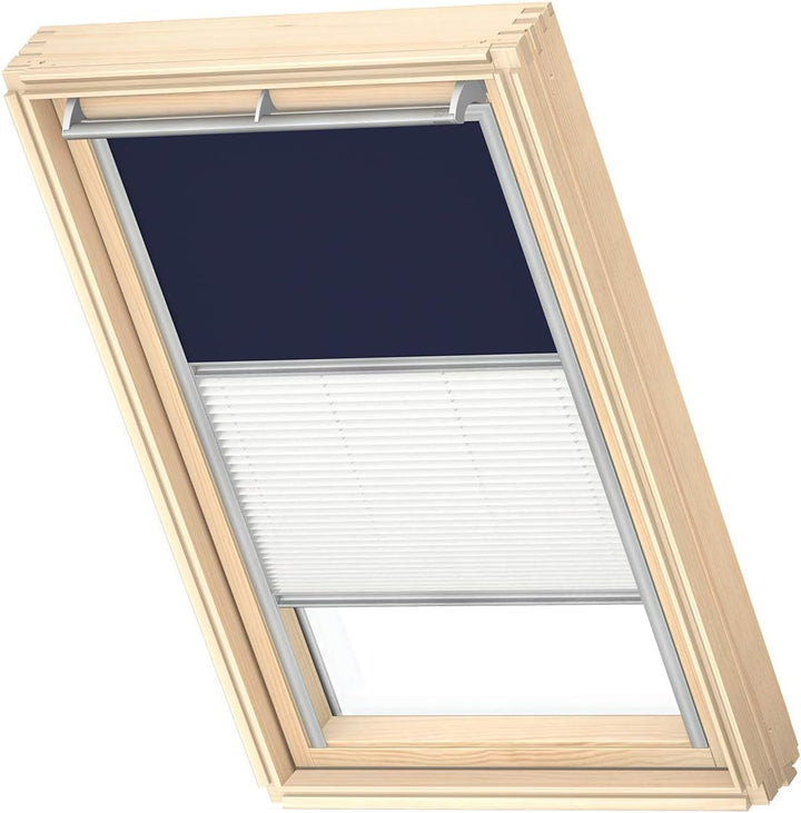 VELUX Original Dachfenster Duo Verdunkelungsrollo für MK06, Dunkelblau, mit Grauer Führungsschiene M