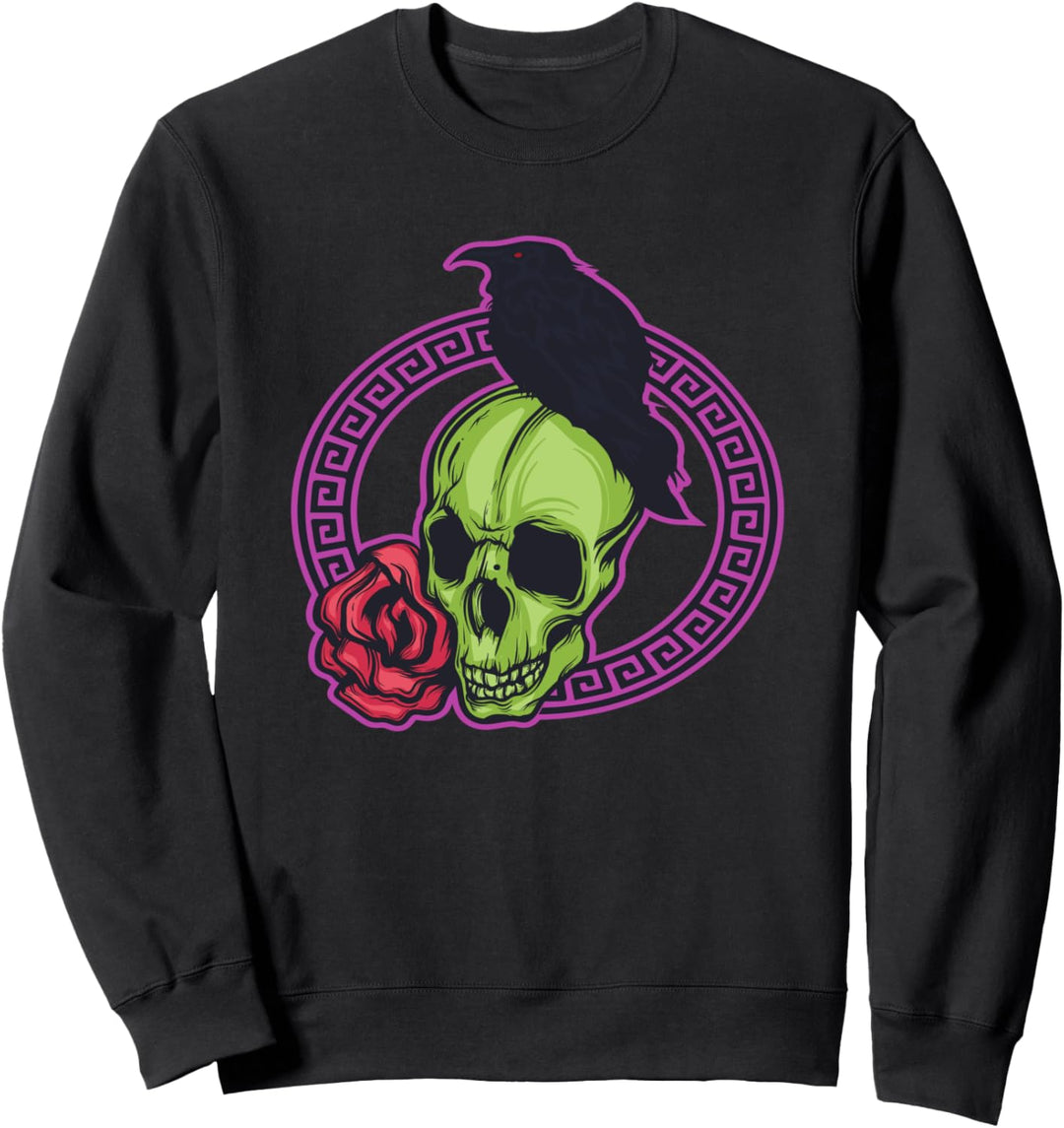 Gothic Rabe und Schädel Geschenk Rabe Sweatshirt