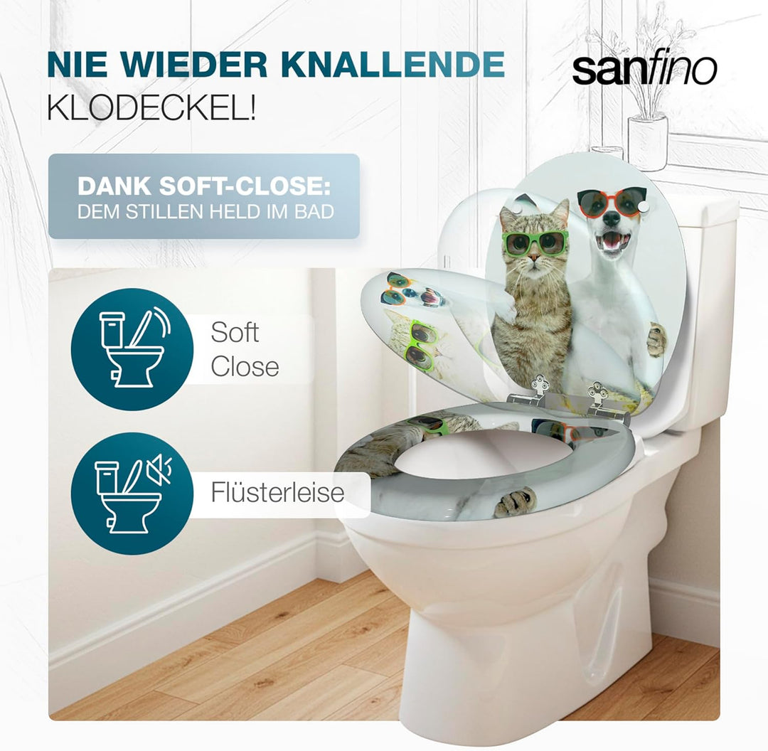 Premium WC Sitz mit Absenkautomatik – hochwertige Toilettendeckel aus Holz, viele bunte Motive, hohe