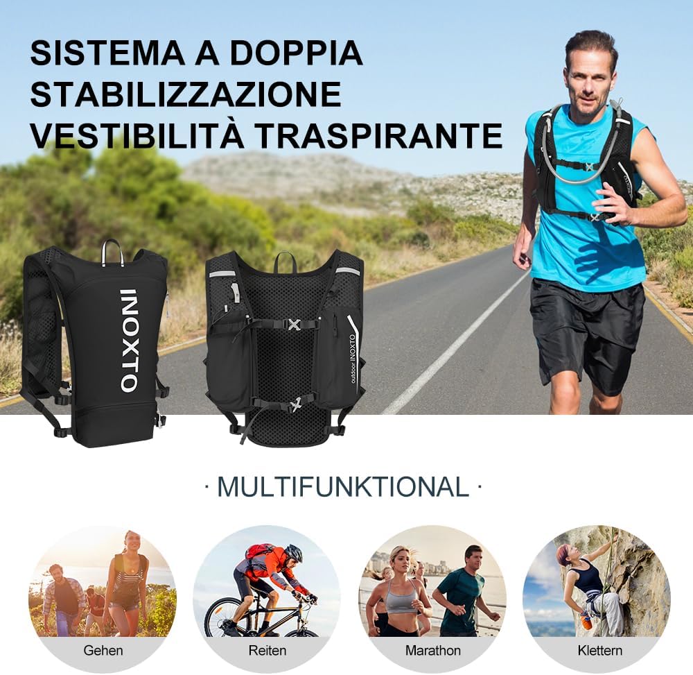 INOXTO Sport Wasserbeutel Weste Mit 1.5l Trinkblasen Running Weste Rucksack FüR Outdoor Wandern Trai