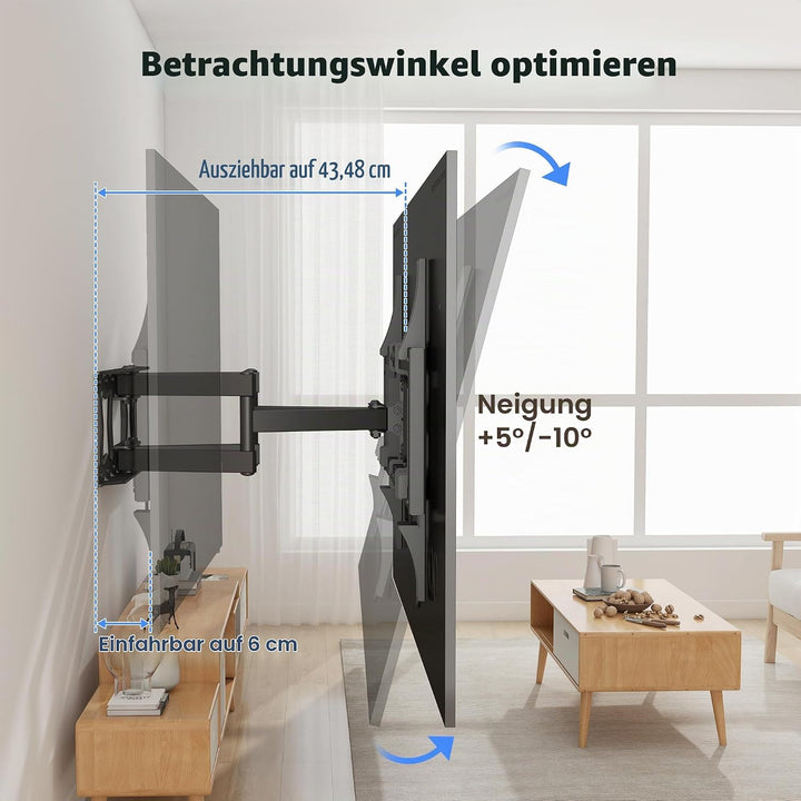 XINLEI Ultraflache TV-Wandhalterung für die meisten 37-86 Zoll Flachbild-/Curved-TVs bis 60 kg, Schw