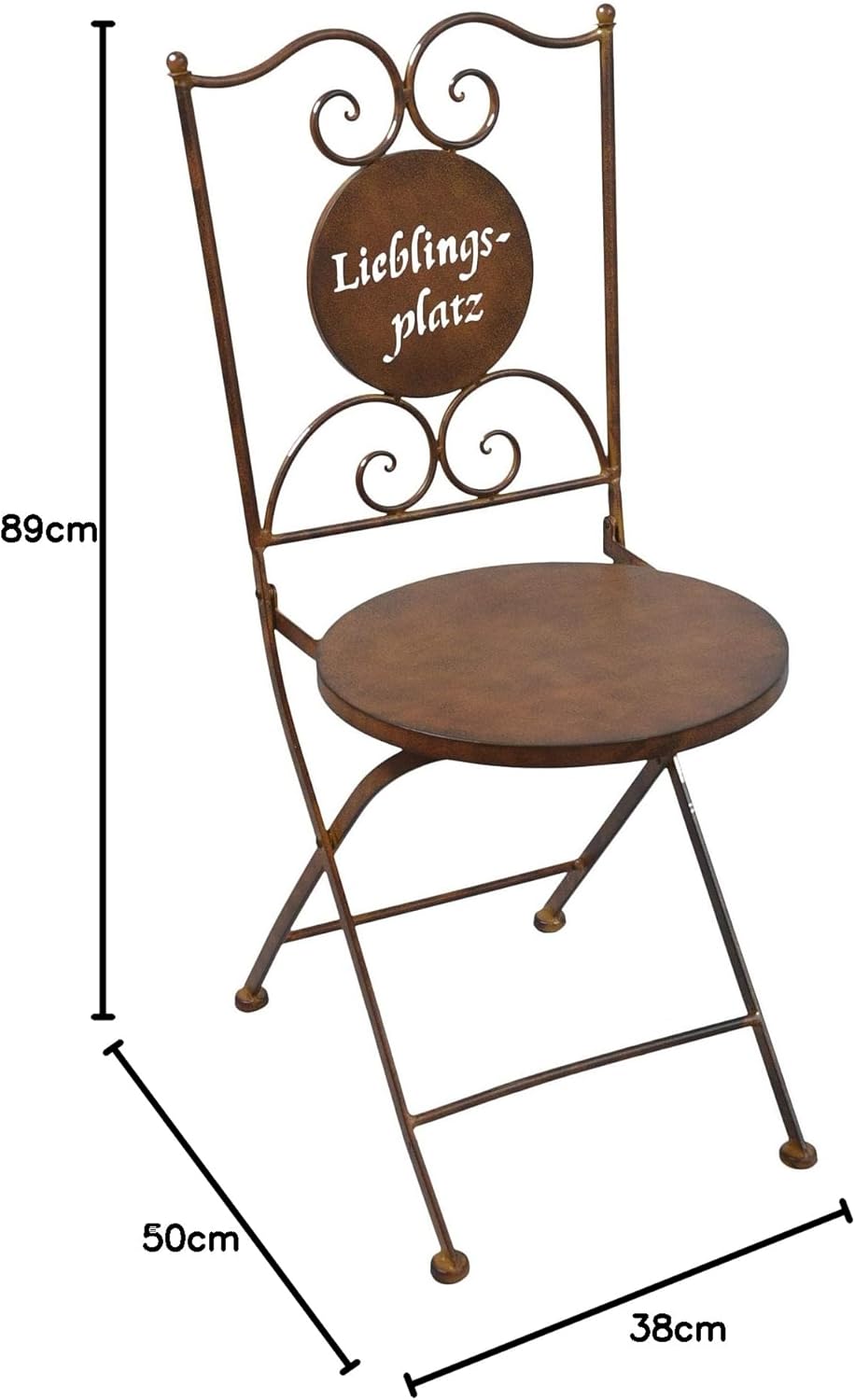 levandeo Stuhl Gartenstuhl H89cm Klappstuhl Rost Garten-Deko Rostdeko Lieblingsplatz Braun Antik Ede