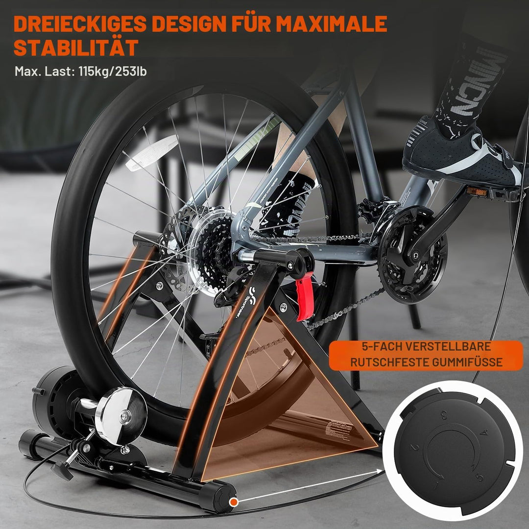 Sportneer Rollentrainer Fahrrad - Magnetischer Rollentrainer für 26-28" &amp; 700C Schnellspanner Vorder