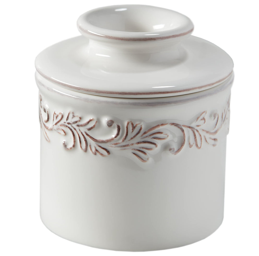Butter Bell Buttertopf New Bone China, White Linen Buttertöpfe Butter Weiss, Wei&amp;