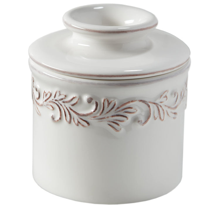 Butter Bell Buttertopf New Bone China, White Linen Buttertöpfe Butter Weiss, Wei&amp;