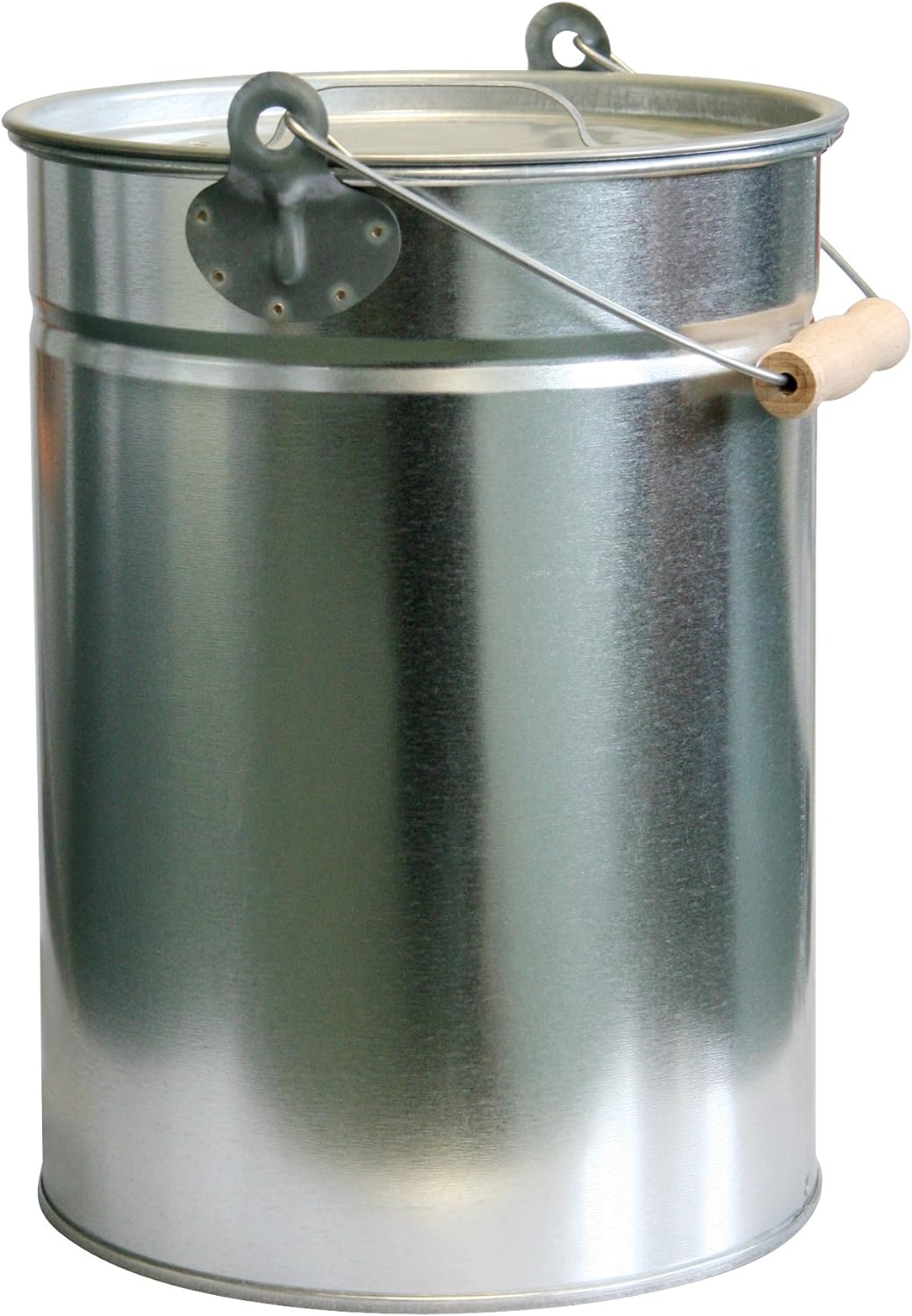 Kamino-Flam Zink-Ascheeimer mit Deckel - Kohleneimer klein, 14l - Kohleeimer verzinkt - Zinkeimer /