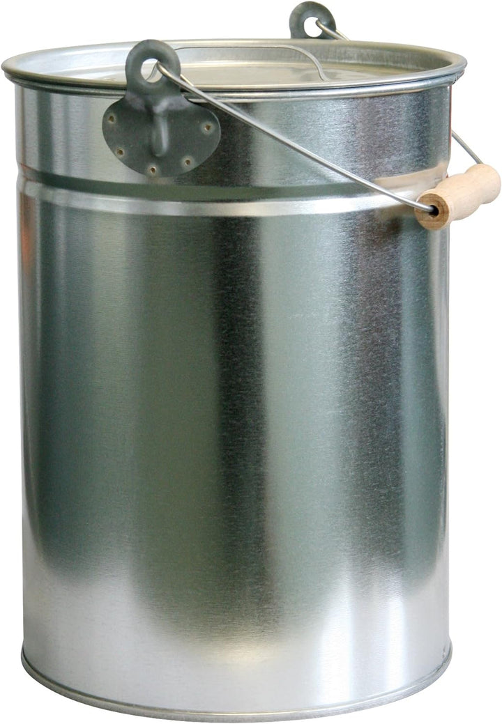 Kamino-Flam Zink-Ascheeimer mit Deckel - Kohleneimer klein, 14l - Kohleeimer verzinkt - Zinkeimer /