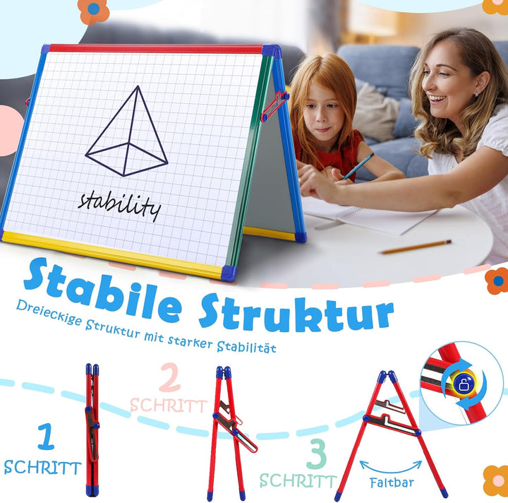 SwanSea A2 Magnettafel Kinder Staffelei, Whiteboard-Tischplatte, Doppelseitig, Trocken Abwischbar, m