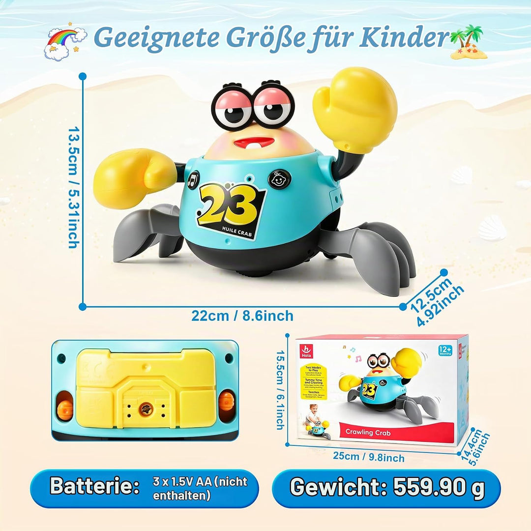 KETIEE Krabbe Baby Spielzeug 6-12 Monate, Interaktives Krabbelspielzeug, Automatisch Hindernissen Au