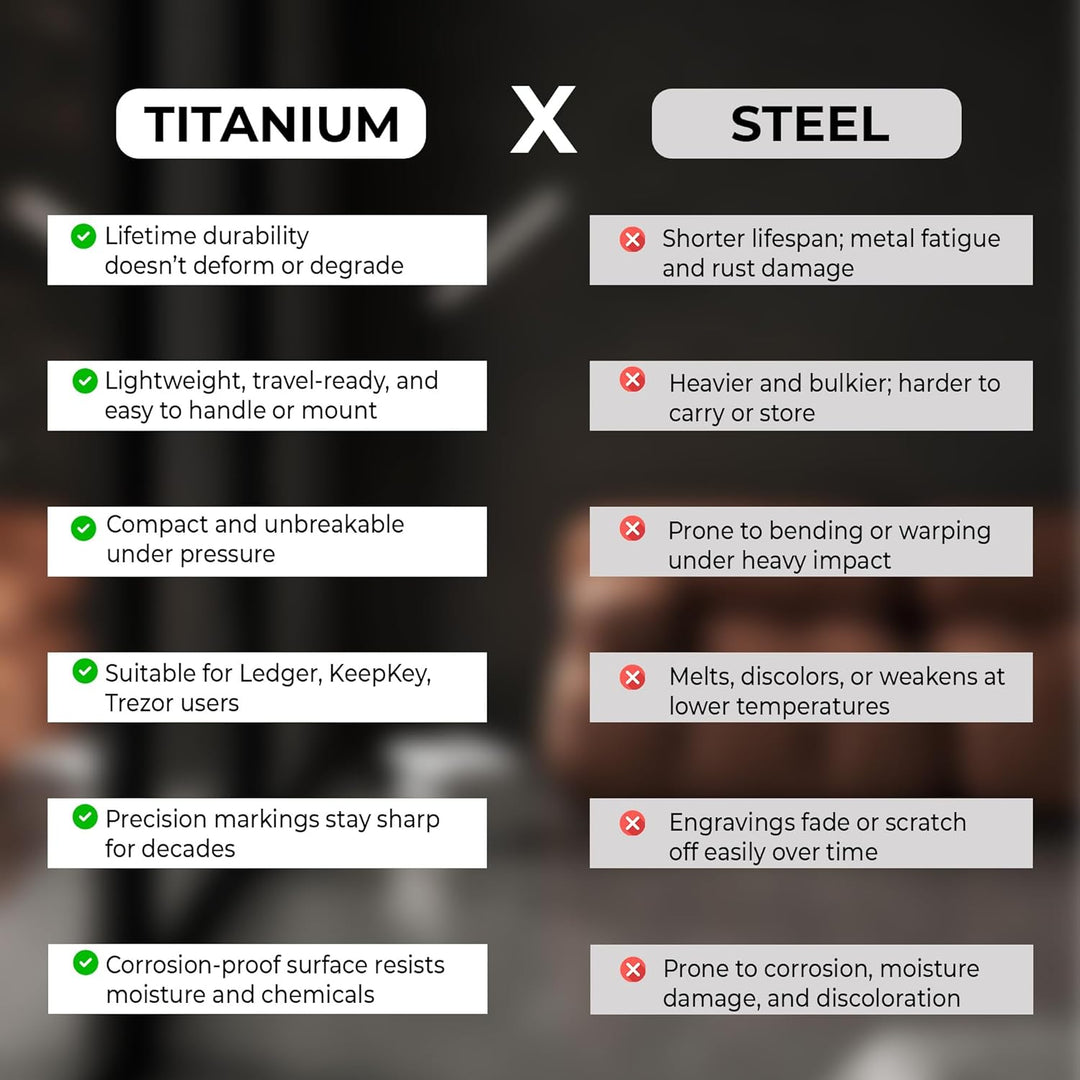 Titan nummerierte Hexagon-Brieftasche aus Krypto-Seed-Phrase-Speicherung, stanzbar oder ätzbar, für