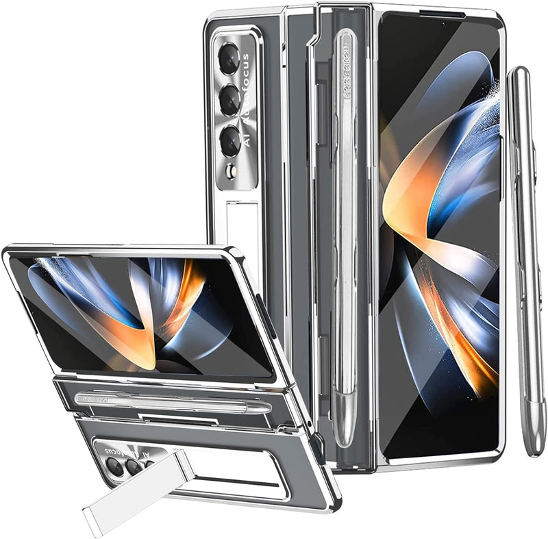 Miimall Handyhülle Kompatibel mit Samsung Galaxy Z Fold 4 Hülle mit S Pen, Transparent PC Schutzhüll