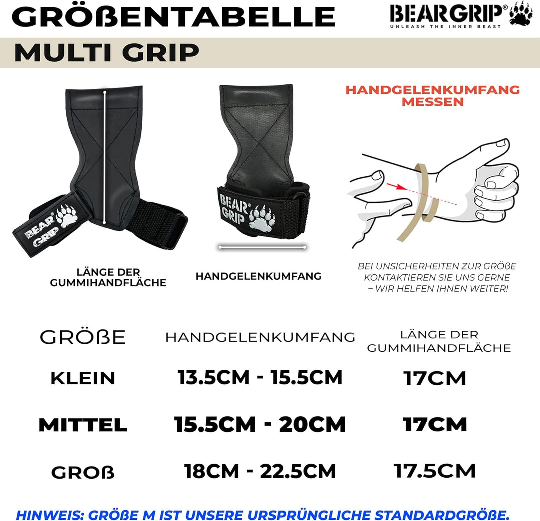 BEAR GRIP Multi-Grip-Riemen/Haken, hochwertige strapazierfähige Gewichthebergurte/Handschuhe. Kleine