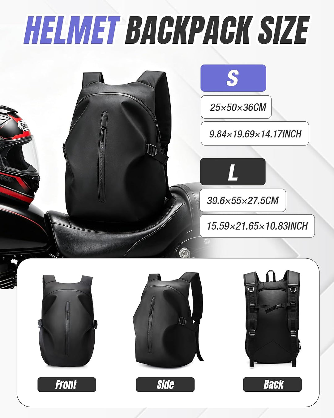 HYC00 Motorrad Rucksack für Herren Damen Wasserdicht Gross Motorradrucksack | Helm Rucksack Motorcyc