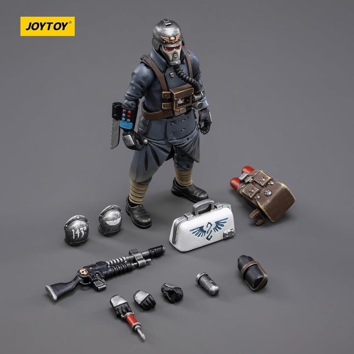 JOYTOY Warhammer 40K Astra Militarum Death Korps of Krieg Veteran Squad Guardsman Medic 1/18 Action