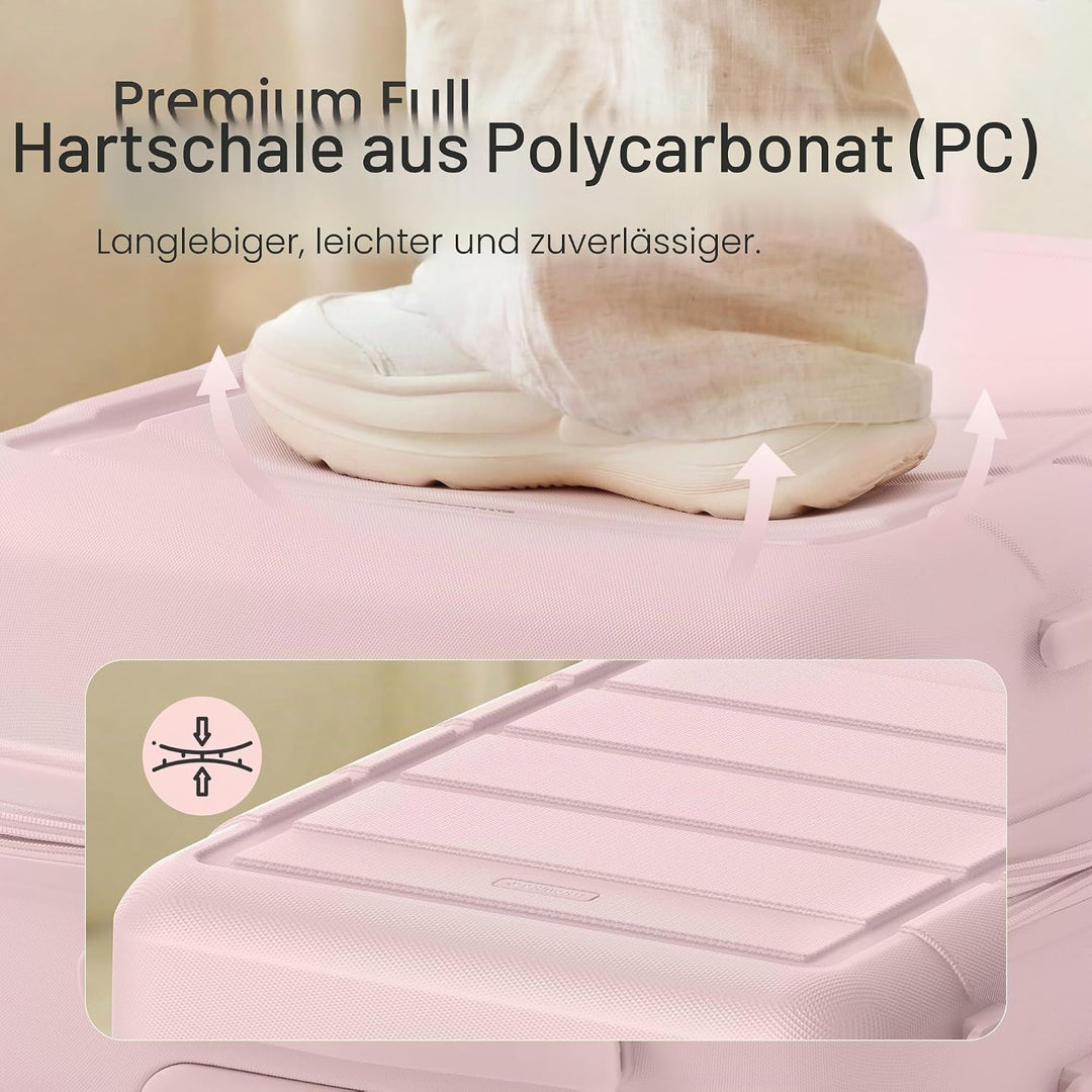 SHOWKOO Kofferset 3 Teilig Hartschale Leicht ABS+PC Erweiterbar Reisekoffer Haltbar Trolley Handgepä