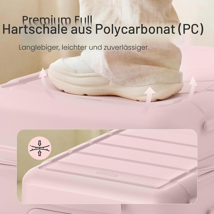 SHOWKOO Kofferset 3 Teilig Hartschale Leicht ABS+PC Erweiterbar Reisekoffer Haltbar Trolley Handgepä