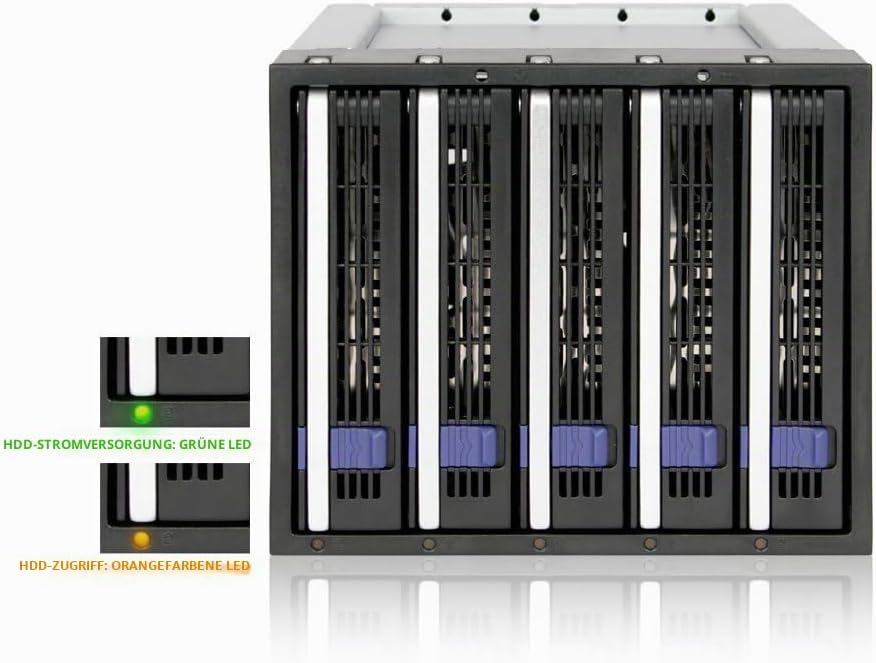 ICY DOCK FatCage MB155SP-B - 5-Bay SATA Hot Swap Backplane für 2,5"/3,5" HDDs/SSDs, MB155SP-B