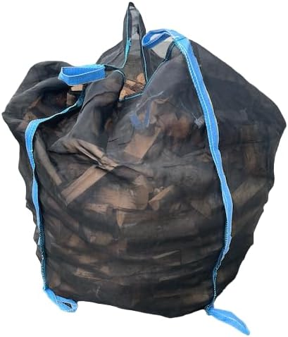 5 Stück Woodbag Big Bag Holz 100x100x160 cm (ohne Inhalt) mit Sternboden (Boden zum Öffnen) mit Netz
