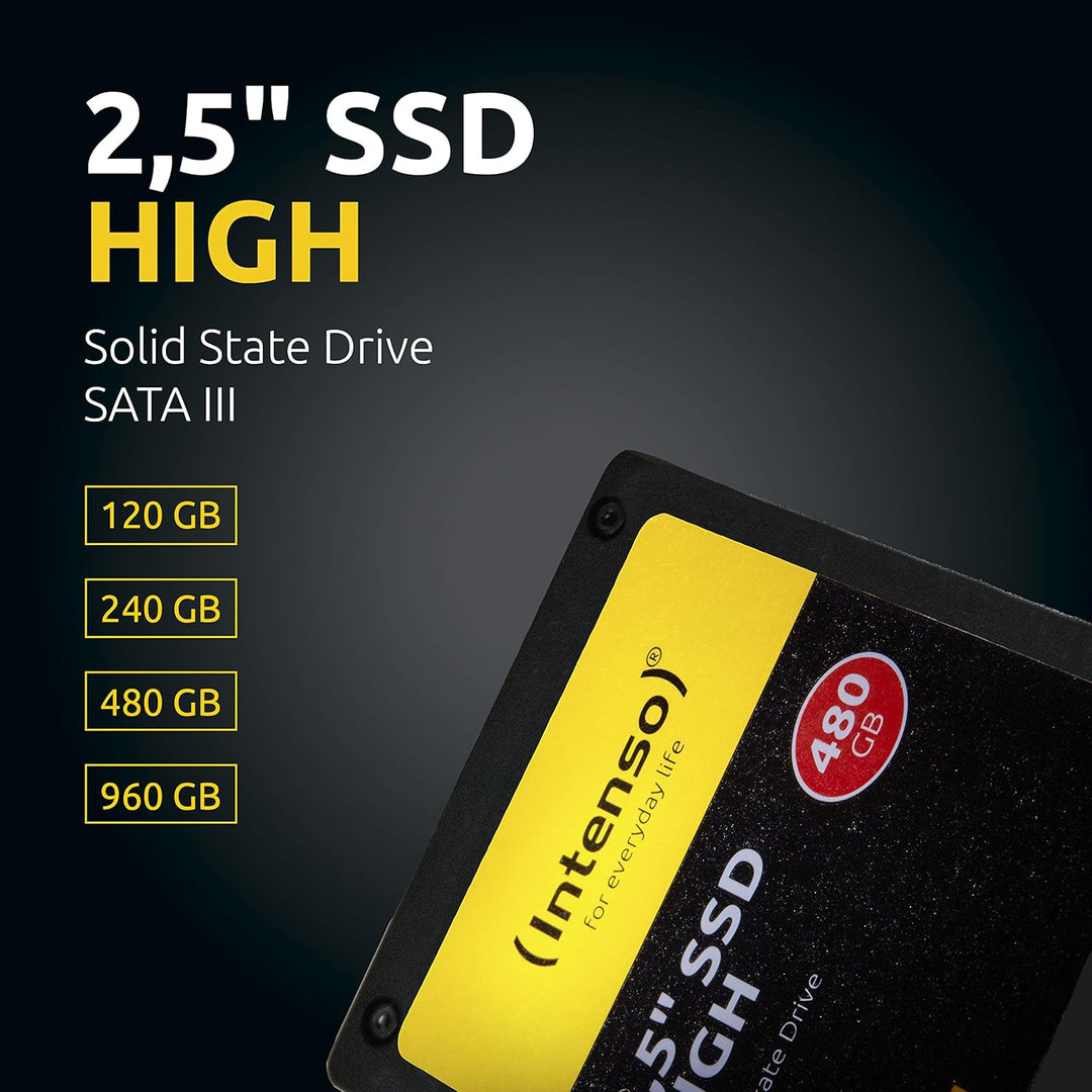 Intenso Interne 2,5" SSD SATA III High, 960 GB, 520 MB/Sekunden, Schwarz 960GB Sata 2,5" High