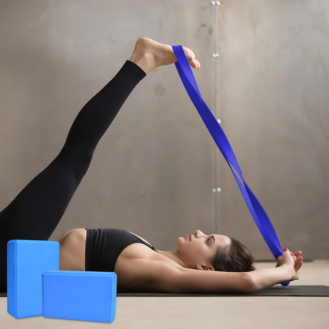 Chstarina Yoga Block 2Er Set mit 1Er 1.8 M Baumwoll Yogagurt,Yogablock aus Eva Schaumstoff Hartschau