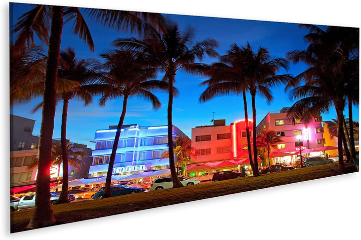 islandburner Bild auf Leinwand Miami Beach Florida Hotels Restaurants Sunset Ocean Drive Nachtleben