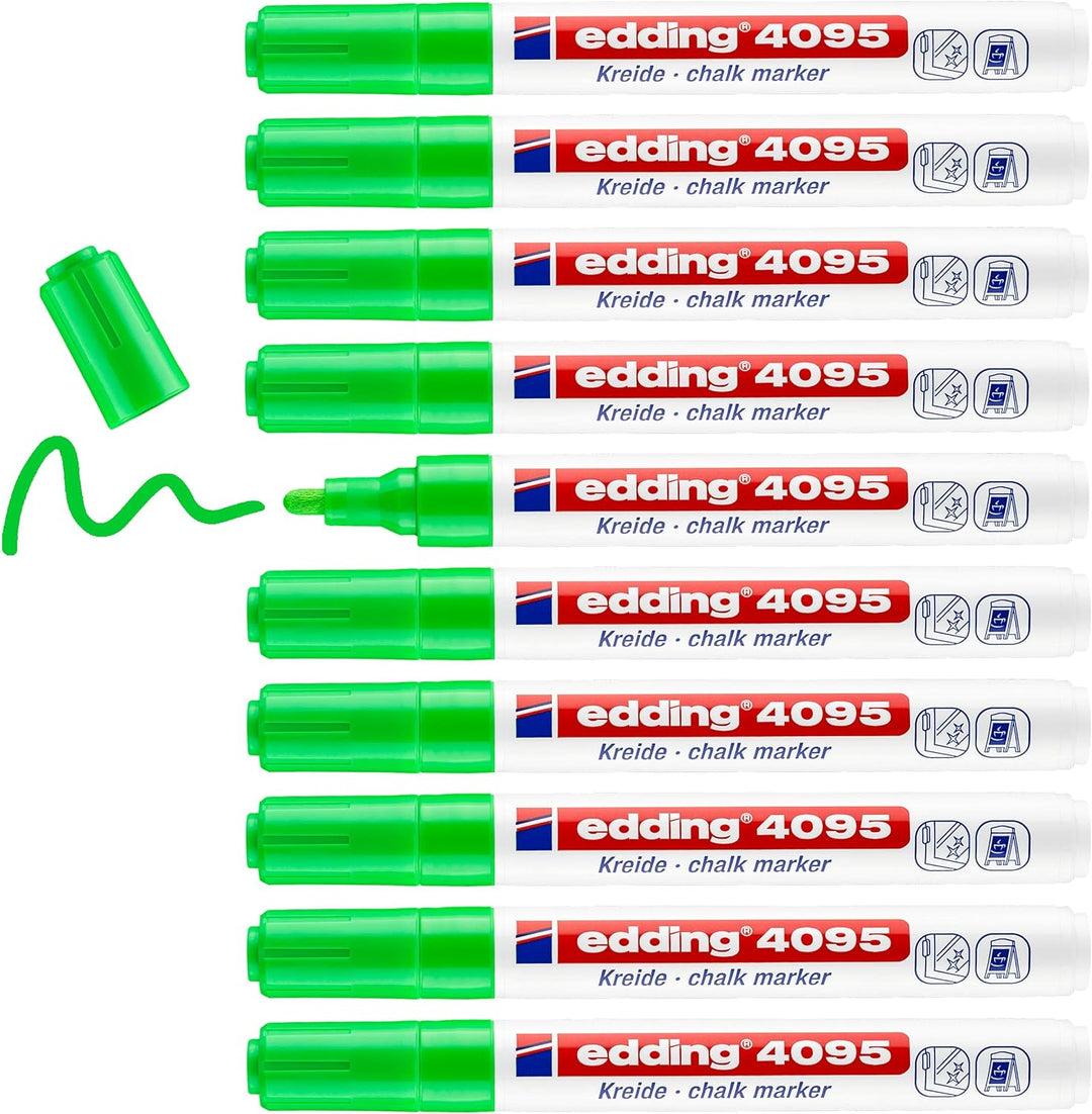 edding 4095 Kreidemarker - hell-grün - 10 Kreidestifte - Rundspitze 2-3 mm - Kreidestift für Tafel a