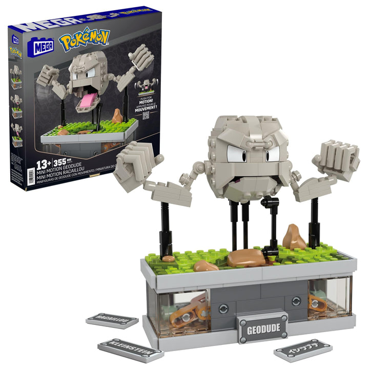 MEGA Pokémon Actionfigur-Bauset, Mini Motion-Kleinstein mit 343 Teilen und Schlagbewegung, Spielzeug