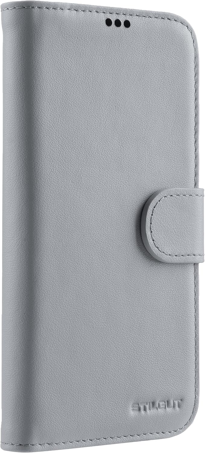 STILGUT Talis kompatibel mit iPhone 13 Mini (5.4“) Hülle mit Kartenfach aus Leder, Flip Cover, Walle