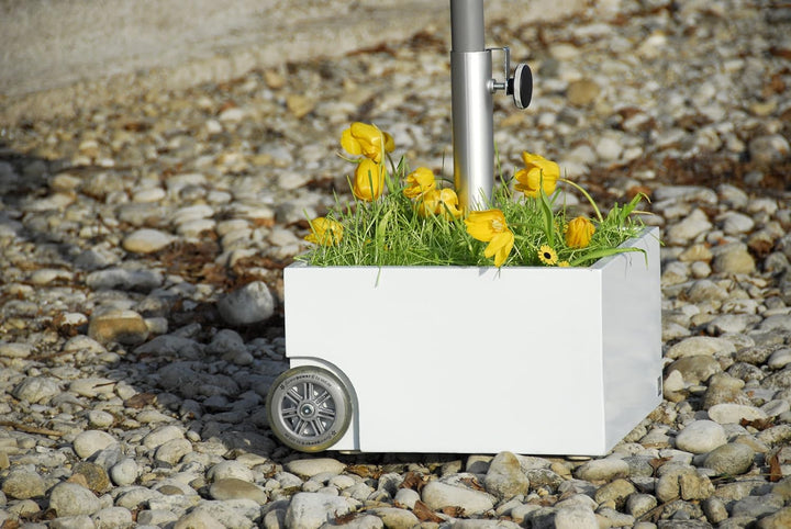 XXD Flowerpower bepflanzbarer Sonnenschirmständer Schirmständer mit Rollen (Weiss), Weiß