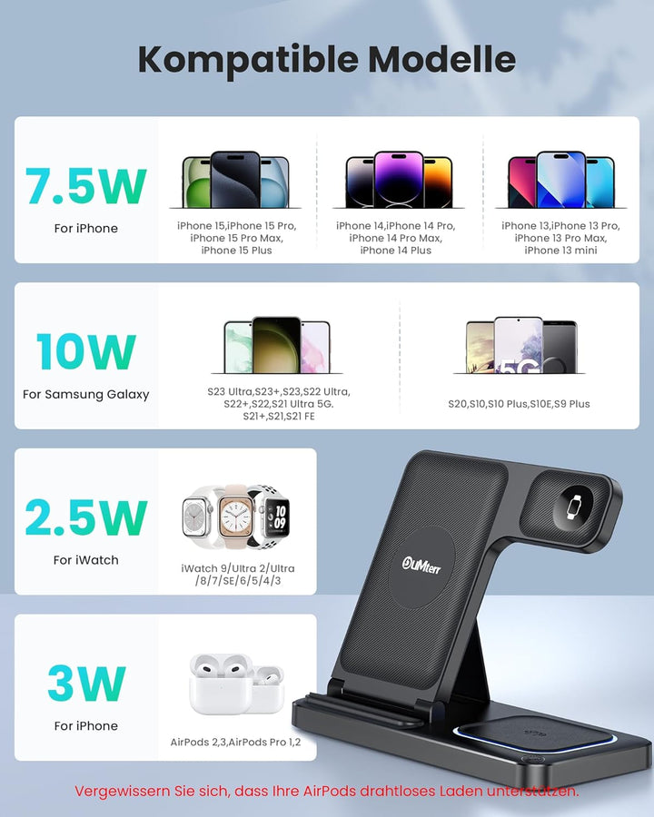 DUMTERR 3 in 1 Apple Ladestation für Apple Watch und iPhone iPod, iPhone Ladestation für iPhone 17 1