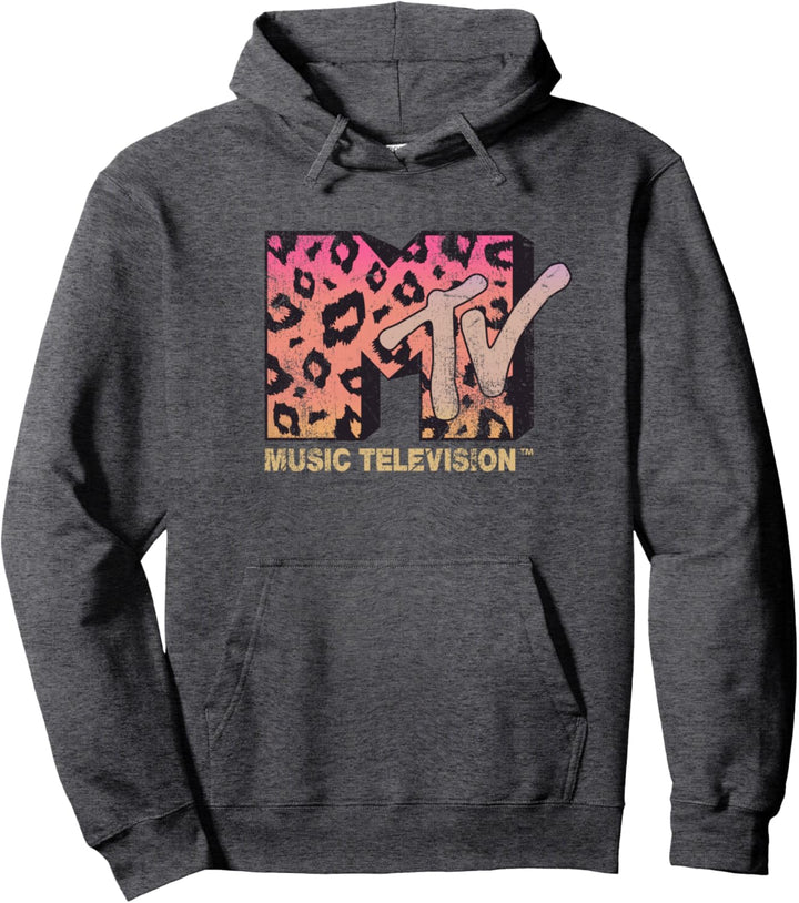 MTV Leopard Print Gradient Logo Pullover Hoodie