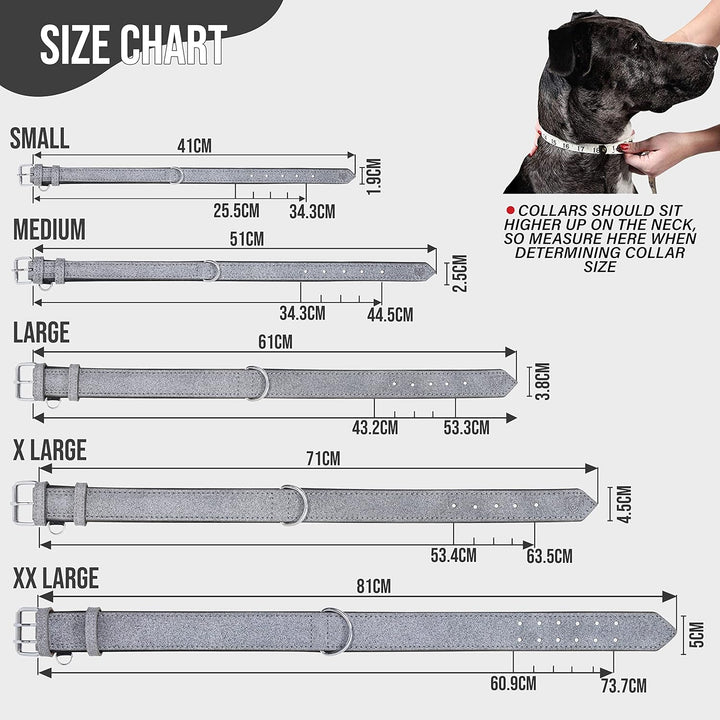 Riparo K-9 Hundehalsband, gepolstert, echtes Leder, verstellbar, strapazierfähig (XL: 4,5CM Breit fü