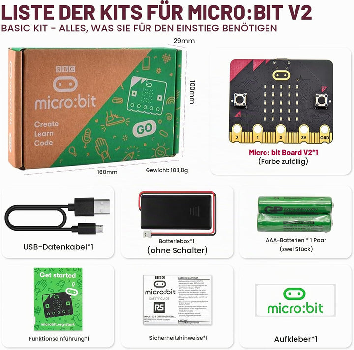 KEYESTUDIO BBC Micro:bit V2 Starter Kit (Pack Microbit V2.2 Go Kit) with Official BBC Micro:bit V2 D