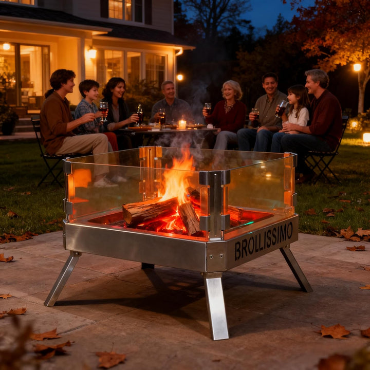CCLIFE Feuerschale mit Glaskeramik, klappbar tragbar, Feuerschale für Garten Outdoor Camping, Feuerk