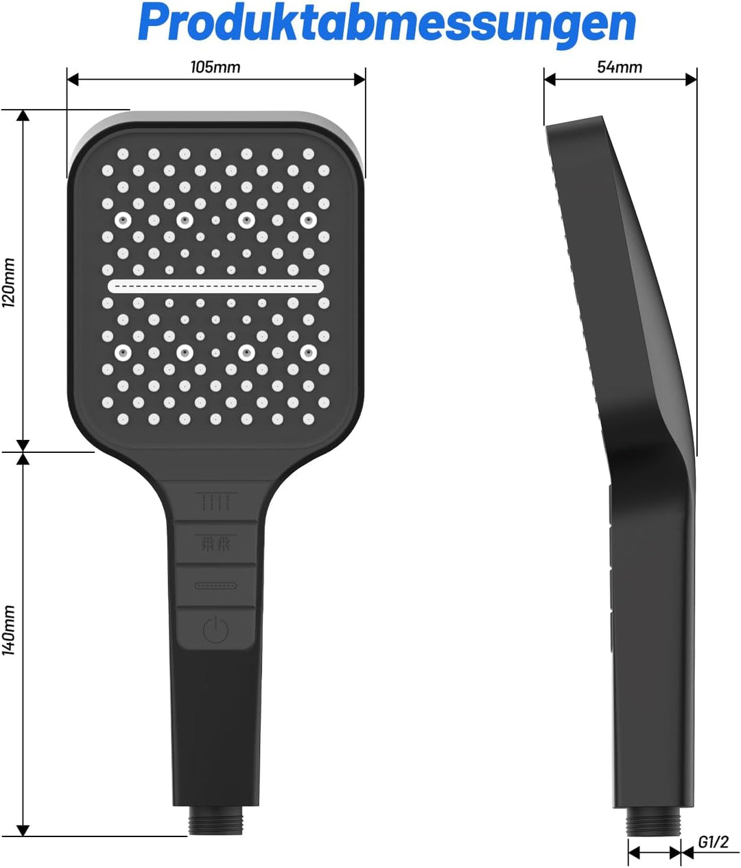 VEHHE Duschkopf mit 1.5M Schlauch, 7 Strahlarten Duschkopf Wassersparend, Duschkopf Regendusche mit